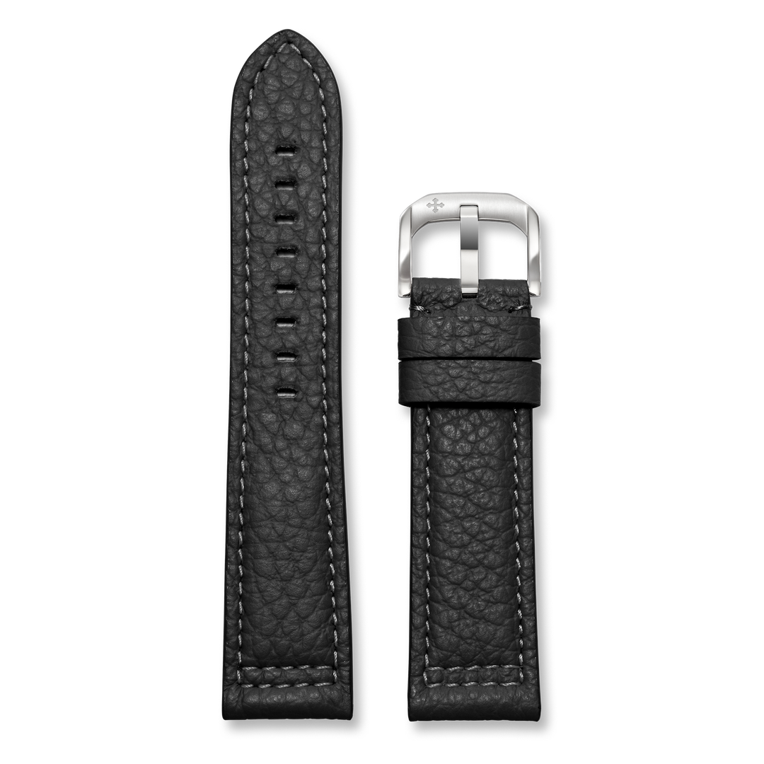 Correa Venezianico de 22 mm de piel negra grabada