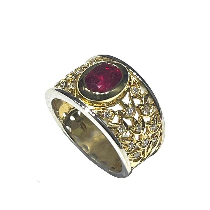 CAPODAGAGLIA RING Fantasy Fantasy Gold Gold and Yellow 18kt Ruby and Diamonds