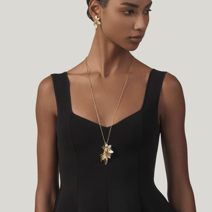Collier pendentif peau de nacre Giovanni Raspini en argent 925 plaqué or 18 ct et nacre 12520