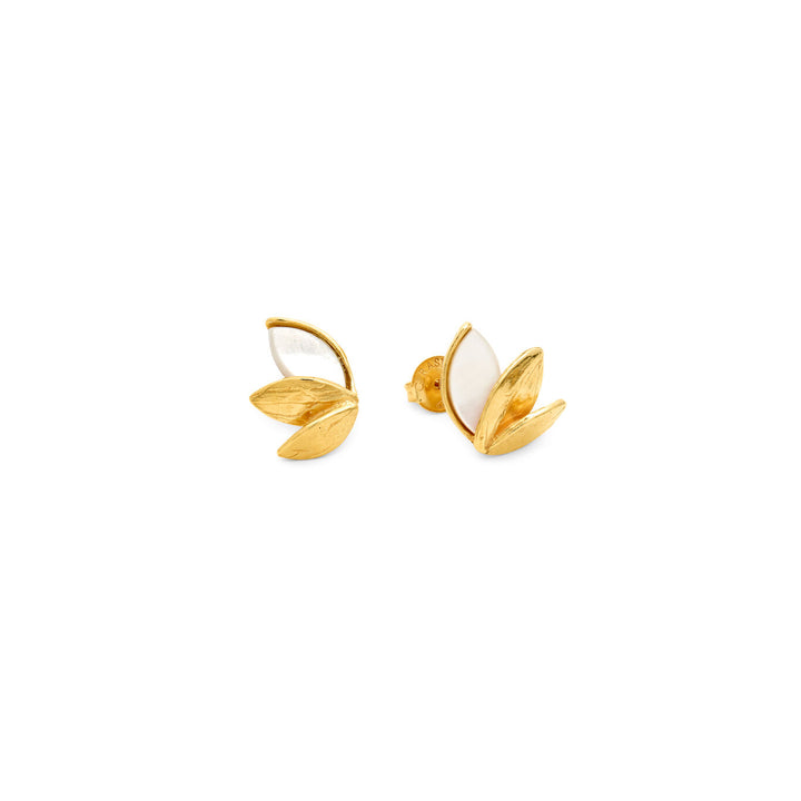 Pendientes pequeños de nácar de piel de Giovanni Raspini Pendientes de plata 925 chapada en oro de 18 kt y nácar 12522