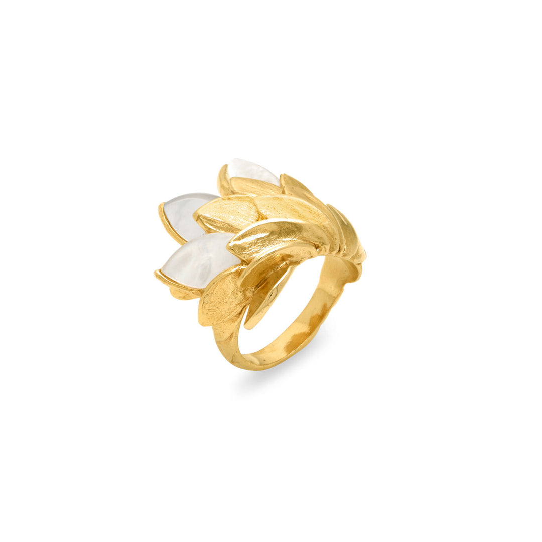 Bague peau Giovanni Raspini nacre Bague en argent 925 plaqué or 18 carats et nacre 12523