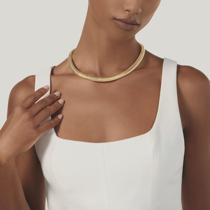 Collar Giovanni Raspini tubigas Collar de plata 925 chapado en oro de 18 kt 12540