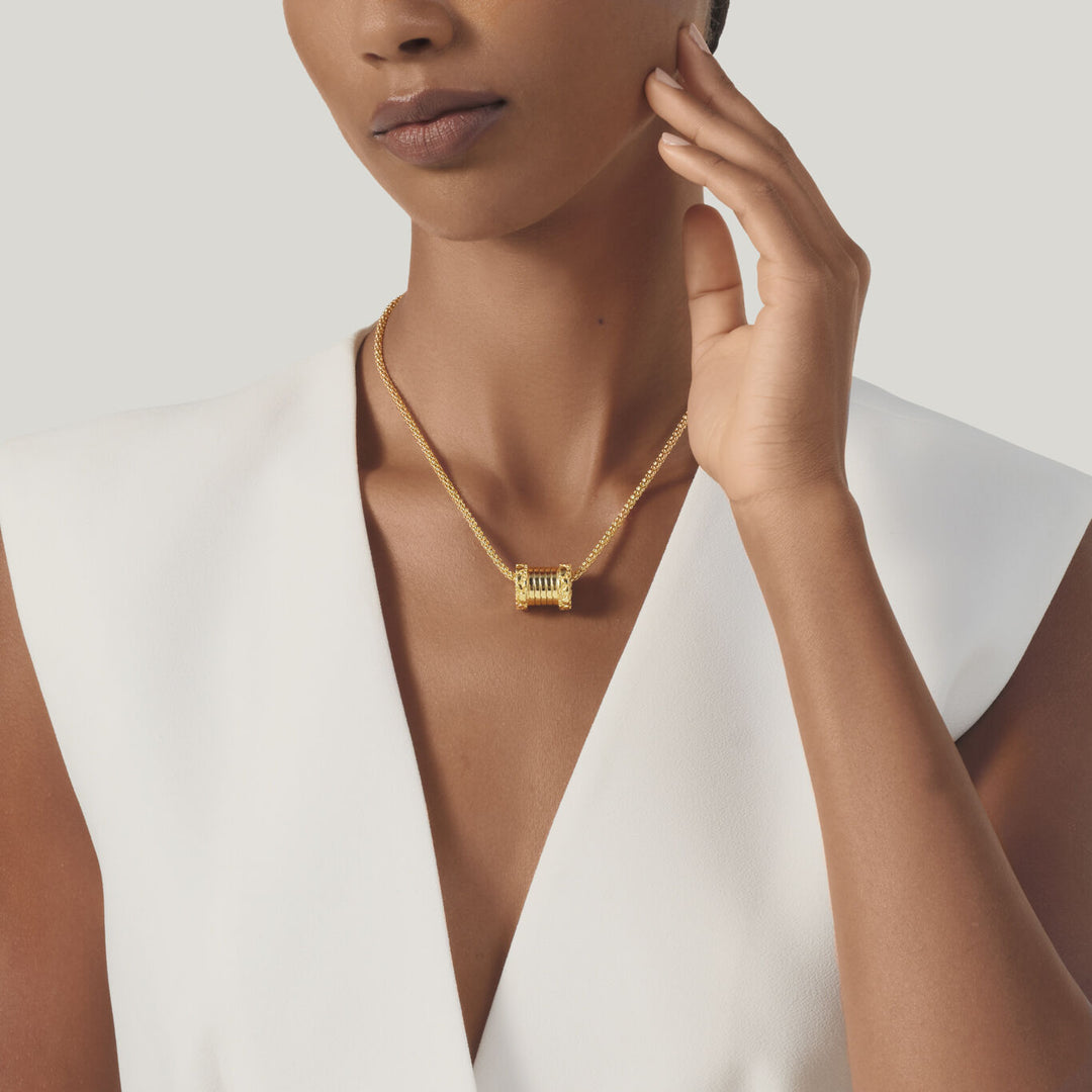 Collar Giovanni Raspini pequeño tubigas croco Collar de plata 925 chapada en oro de 18 kt 12541