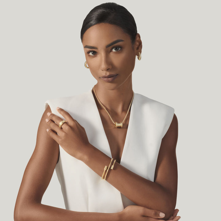 Collar Giovanni Raspini pequeño tubigas croco Collar de plata 925 chapada en oro de 18 kt 12541