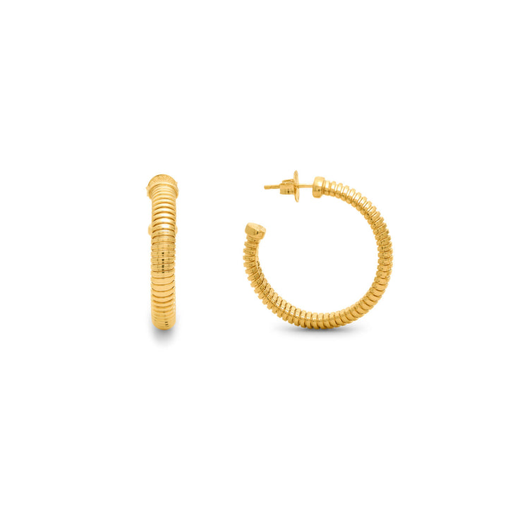 Giovanni Raspini orecchini tubogas cerchio grandi Orecchini in Argento 925 placcato oro 18 kt 12542