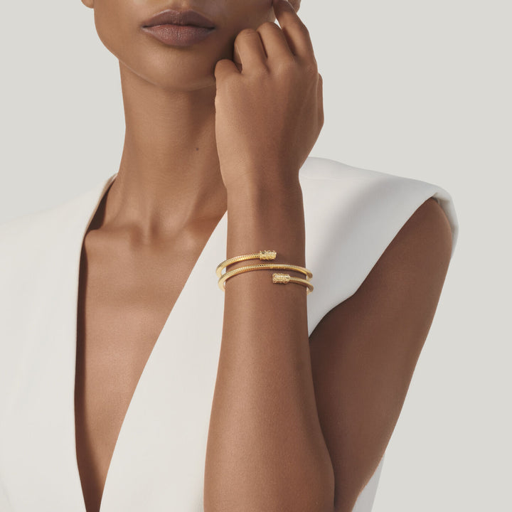 Pulsera pequeña de tubo de cocodrilo doble Giovanni Raspini Pulsera de plata 925 chapada en oro de 18 kt 12546