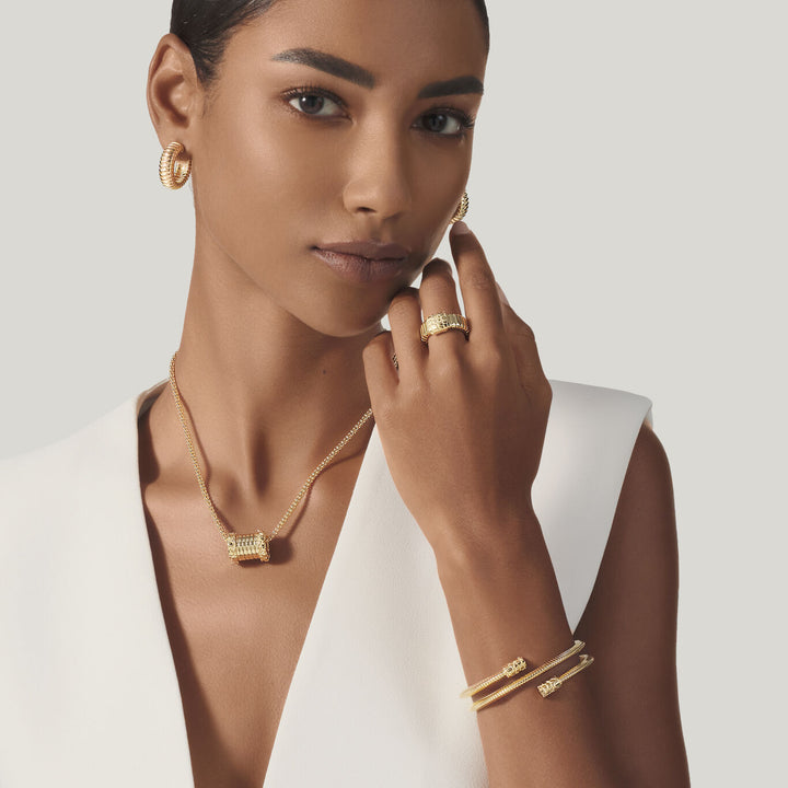 Pulsera pequeña de tubo de cocodrilo doble Giovanni Raspini Pulsera de plata 925 chapada en oro de 18 kt 12546