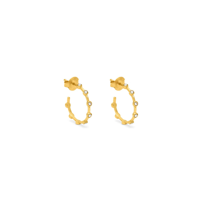 Pendientes satélite dorados Giovanni Raspini Pendientes en plata 925 chapada en oro de 18 kt y circonitas 12556