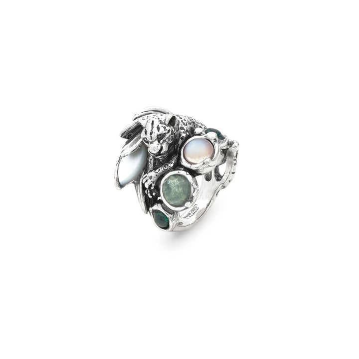 Giovanni Raspini anello leopardo jungle Anello in Argento 925, madreperla e quarzi 12630