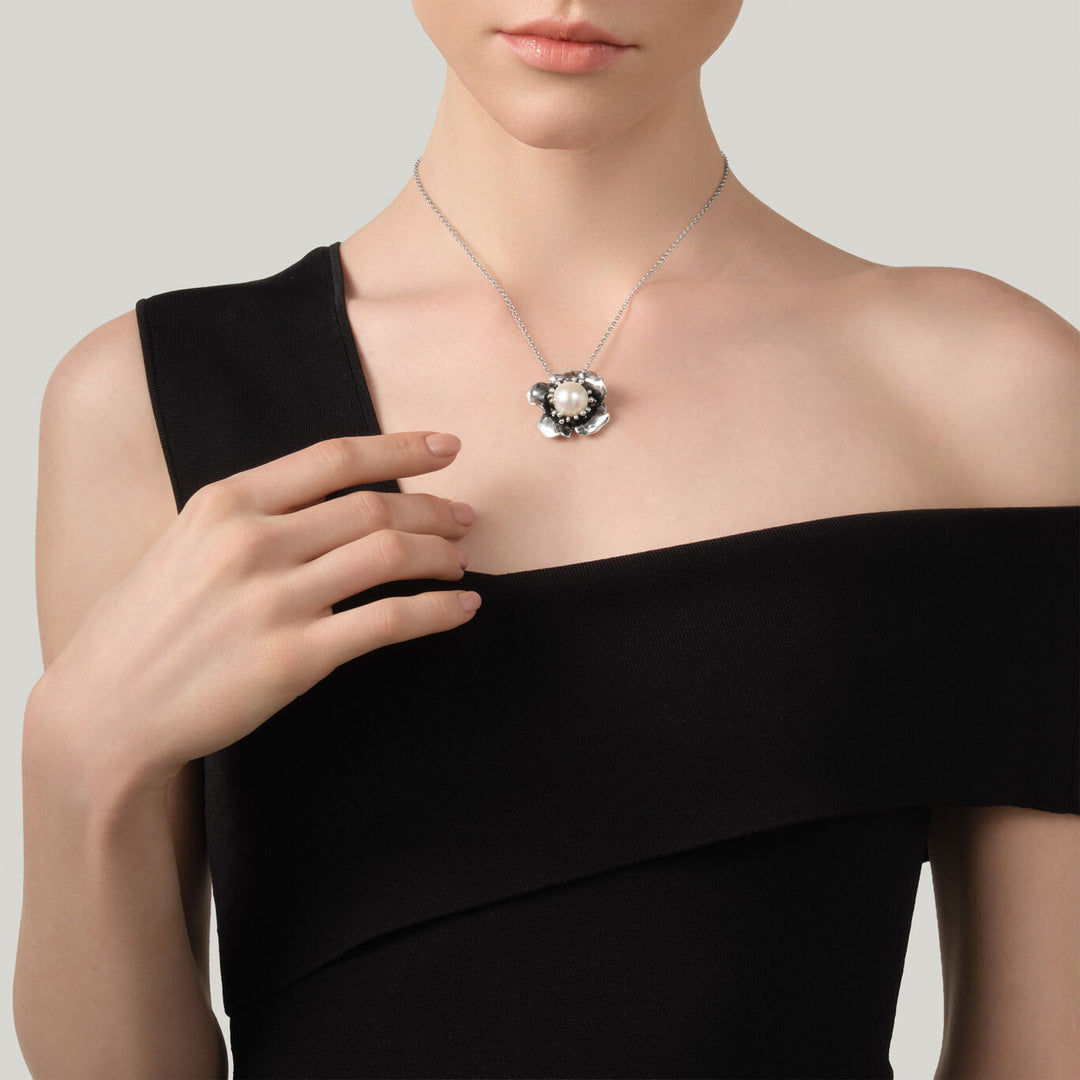 Collar con colgante de magnolia Giovanni Raspini en plata 925 12632