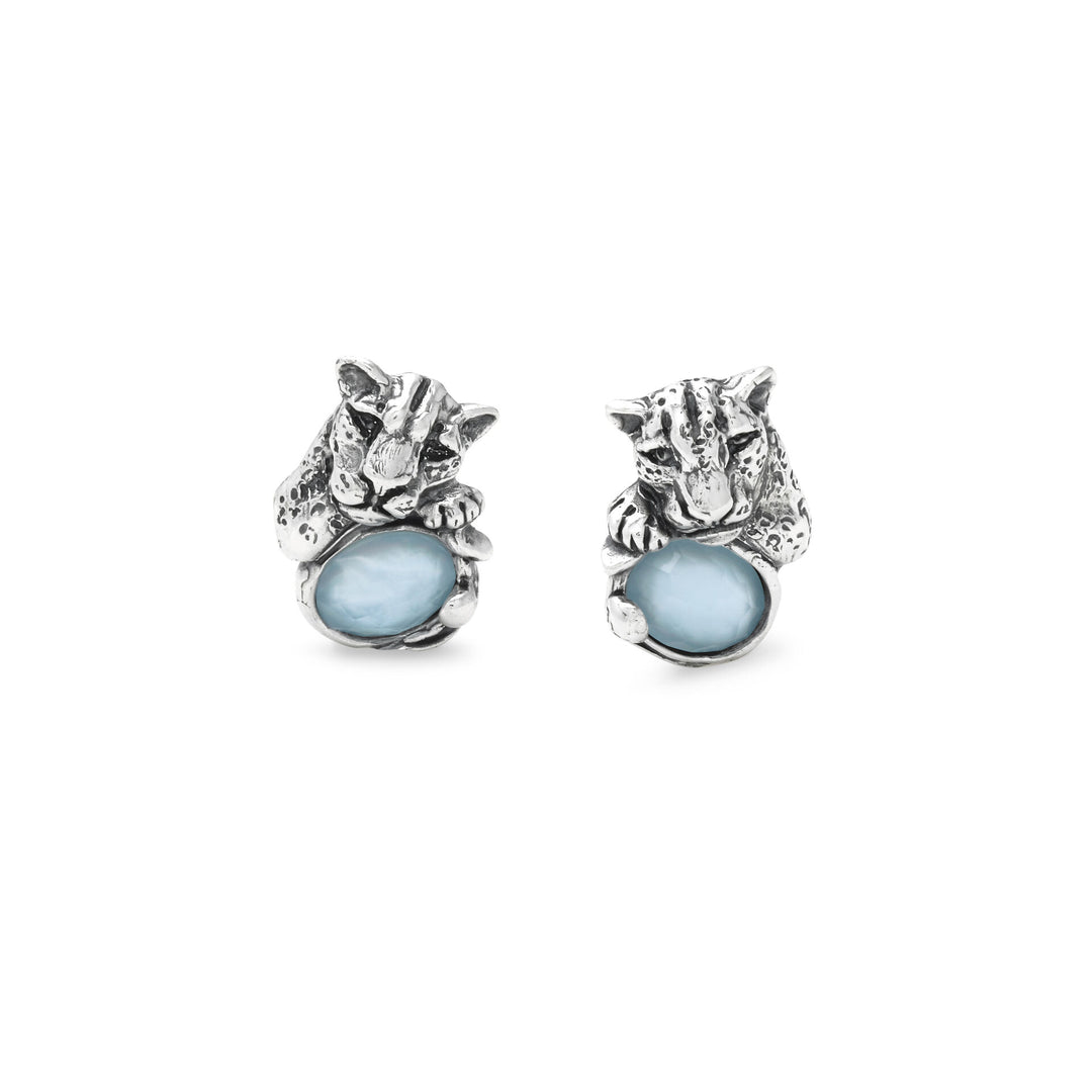 Giovanni Raspini Orecchini Blue Jaguar - Orecchini in Argento 925, madreperla e quarzo - 12682