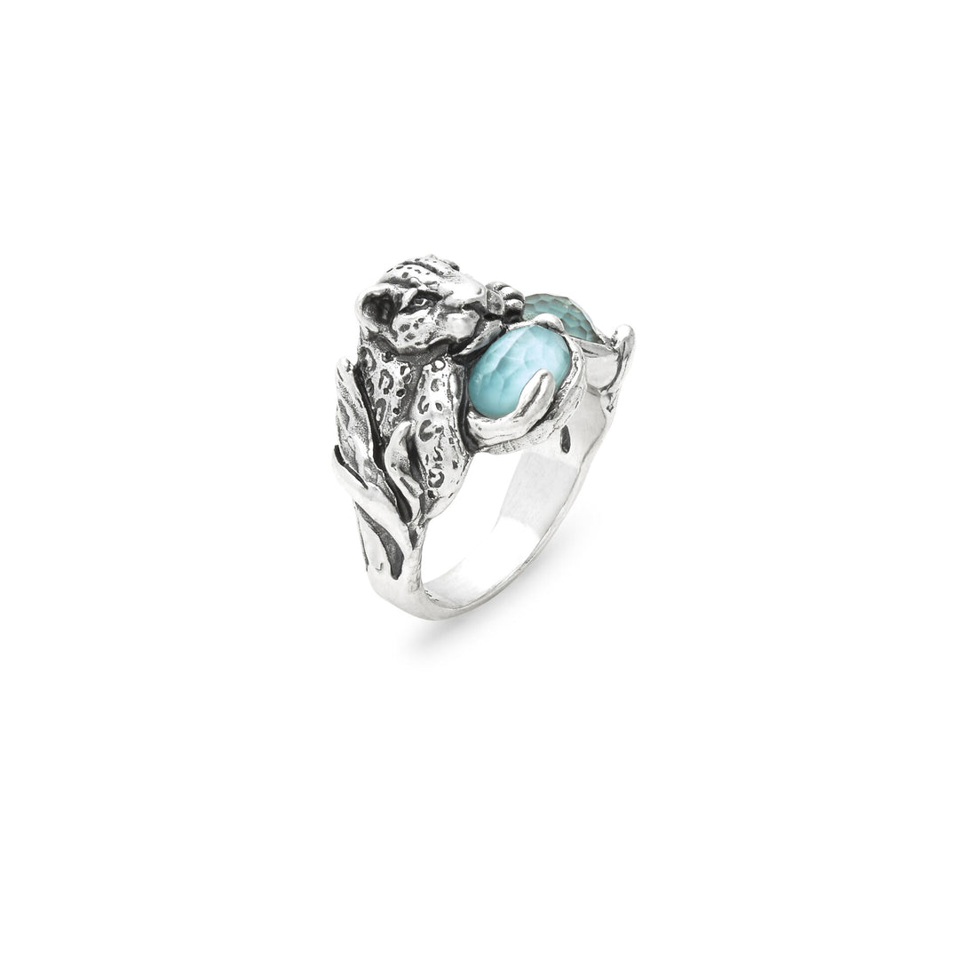 Giovanni Raspini Anello Blue Jaguar - Anello in Argento 925, madreperla e quarzo - 12683