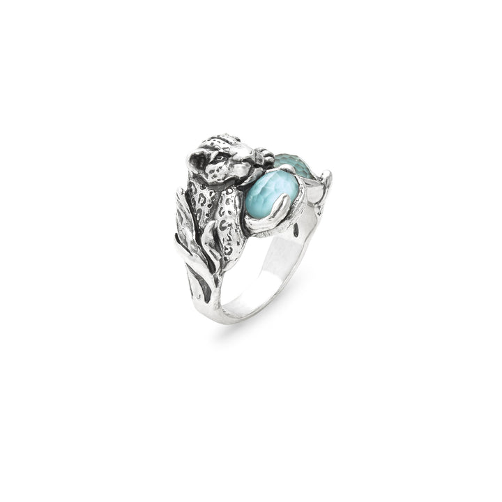 Giovanni Raspini Anello Blue Jaguar - Anello in Argento 925, madreperla e quarzo - 12683