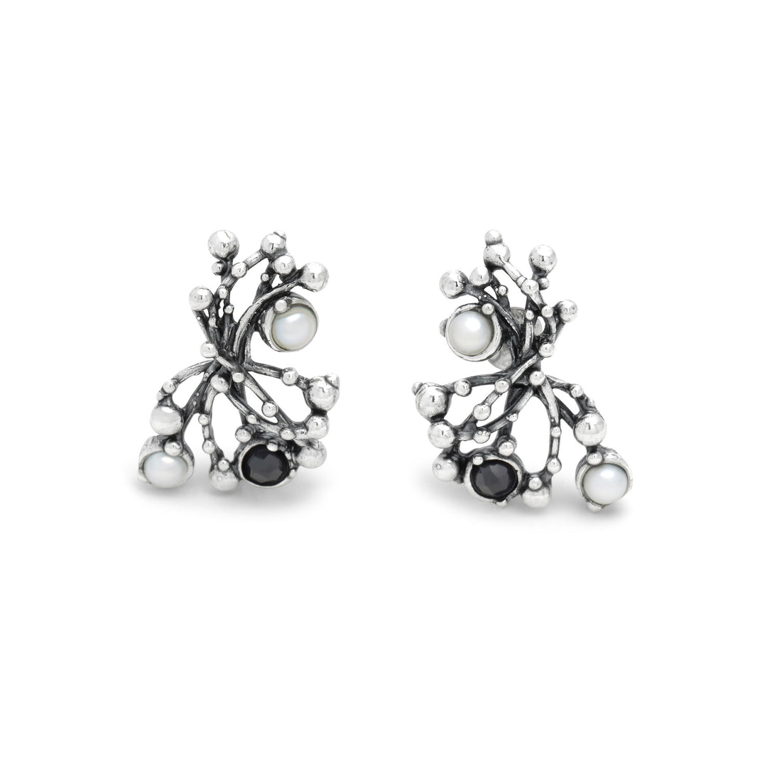 Giovanni Raspini Pendientes Grandes Aura - Pendientes en Plata 925, perlas naturales y ónix - 12687