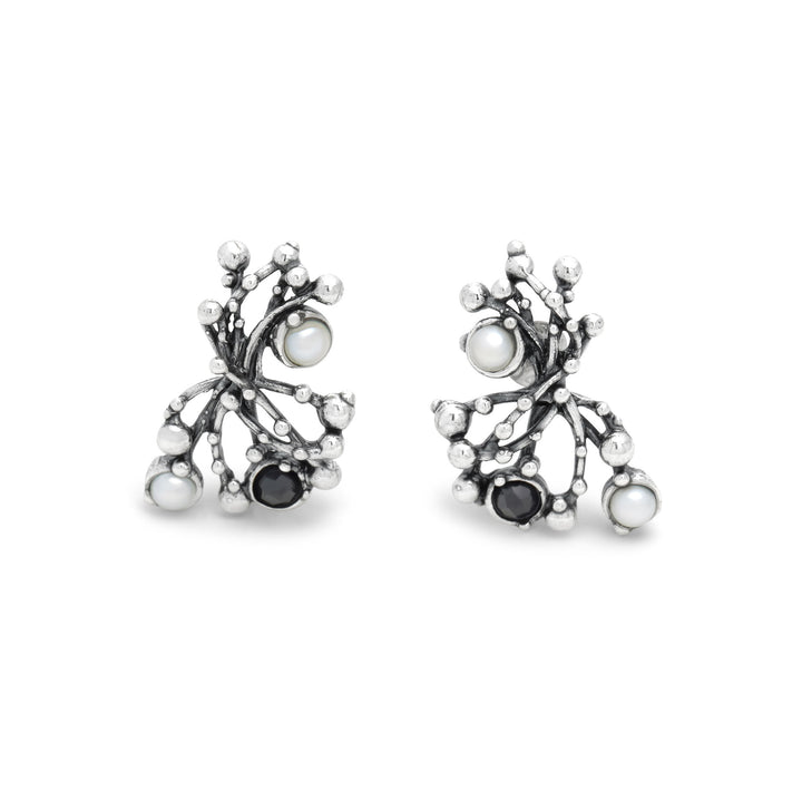 Giovanni Raspini Pendientes Grandes Aura - Pendientes en Plata 925, perlas naturales y ónix - 12687