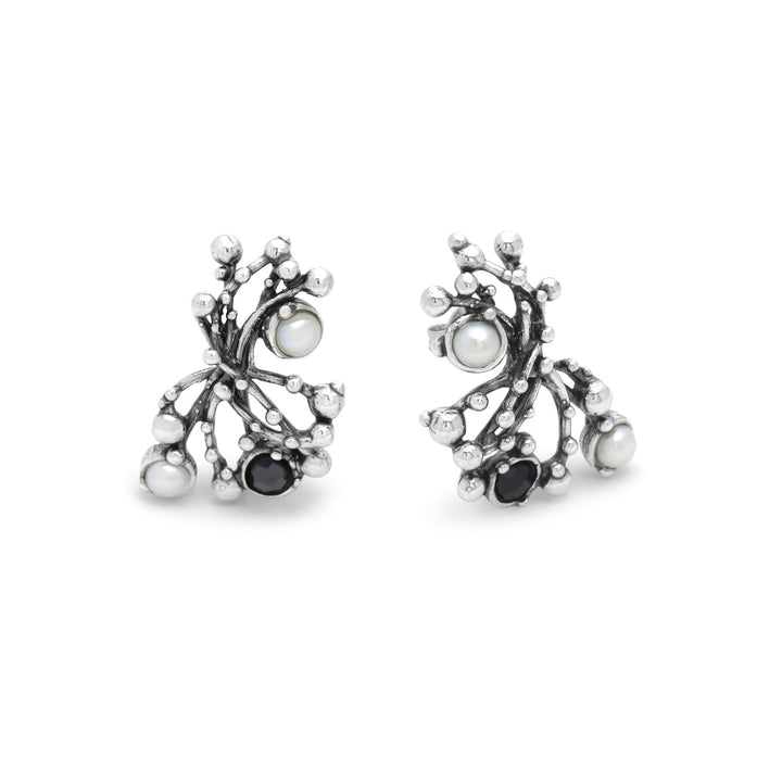 Giovanni Raspini Pendientes Grandes Aura - Pendientes en Plata 925, perlas naturales y ónix - 12687