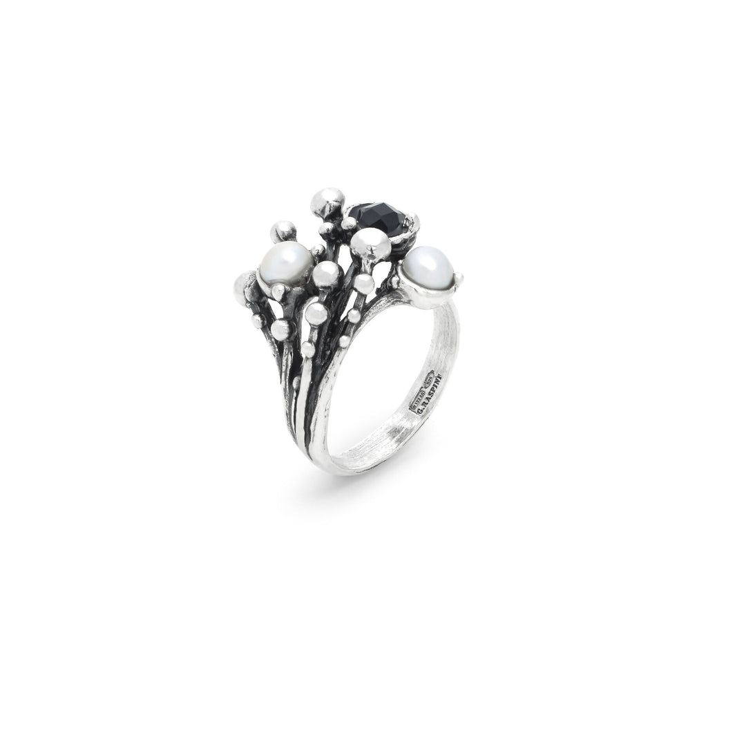 Anillo Giovanni Raspini Aura - Anillo en Plata 925, perlas naturales y ónix - 12689