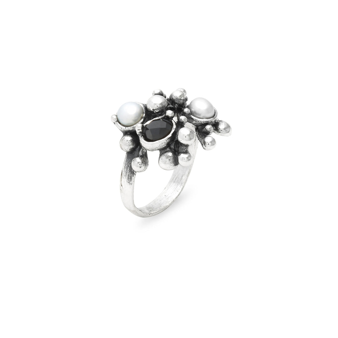 Anillo Giovanni Raspini Aura - Anillo en Plata 925, perlas naturales y ónix - 12689