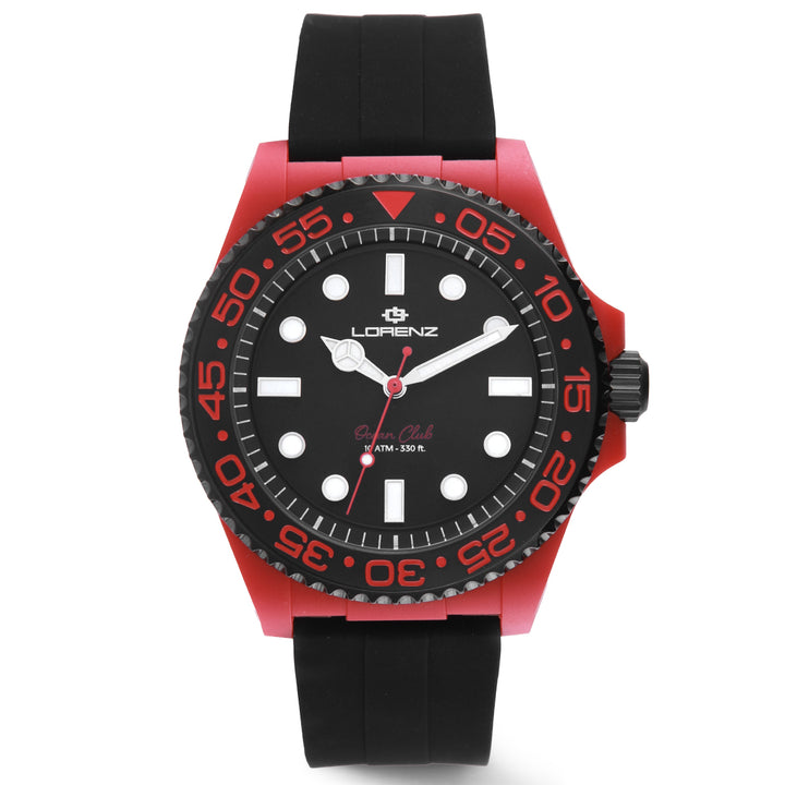 Montre à quartz noire Lorenz Ocean Club Red Coral 40 mm 030268CC