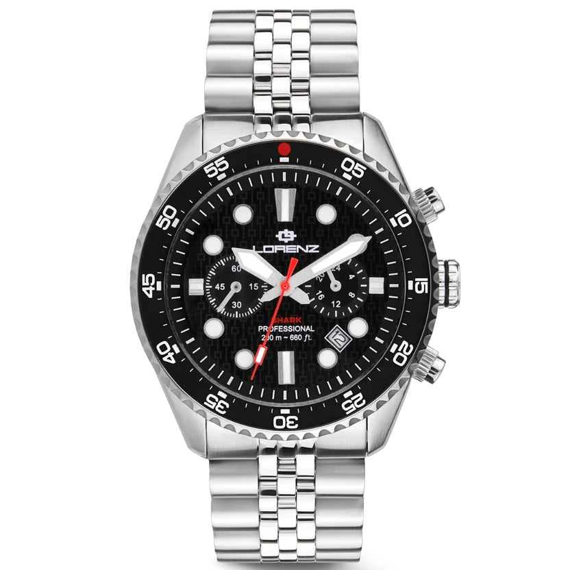 Reloj Lorenz Shark 5 Chrono 42mm acero cuarzo negro 030285AA