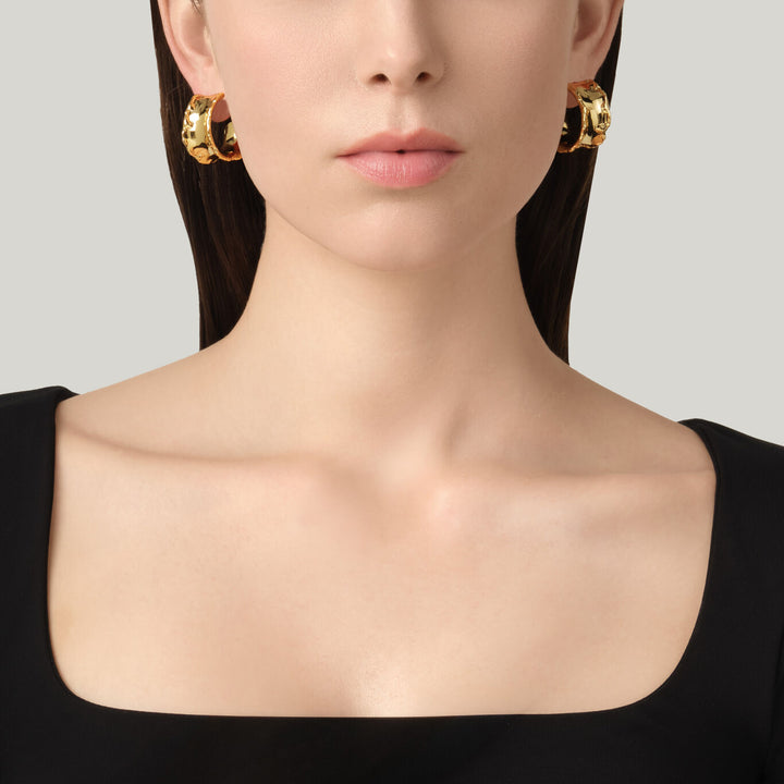 Giovanni Raspini yuma circle earrings 18 kt gold plated earrings N0041