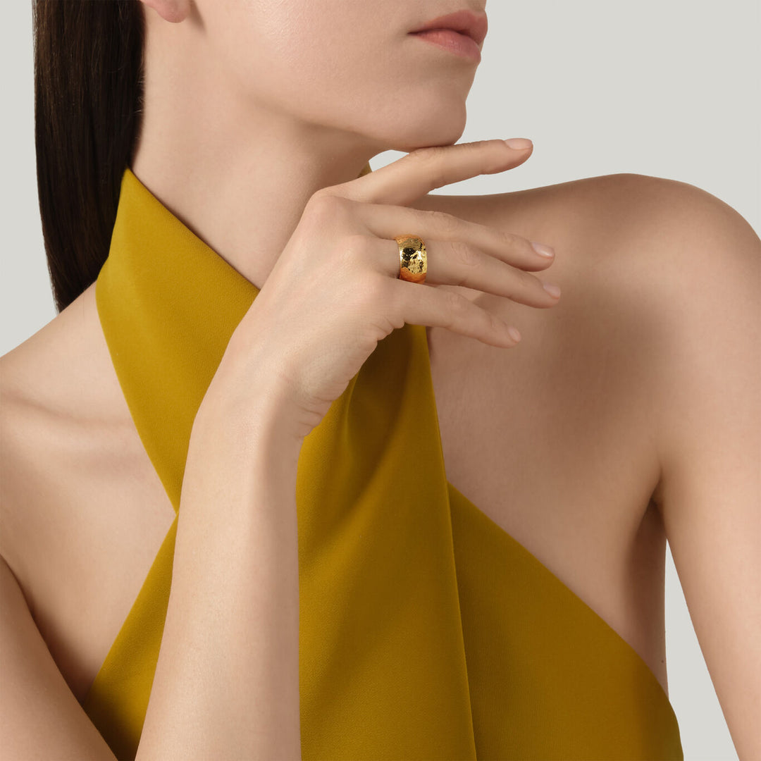 Giovanni Raspini large sand ring 18 kt gold plated ring N0045
