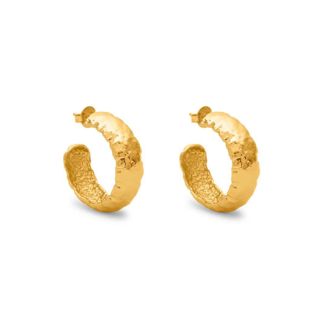 Giovanni Raspini large sand circle earrings 18 kt gold plated earrings N0047