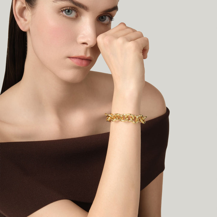 Pulsera Giovanni Raspini pueblo mediana Pulsera chapada en oro de 18 kt N0063