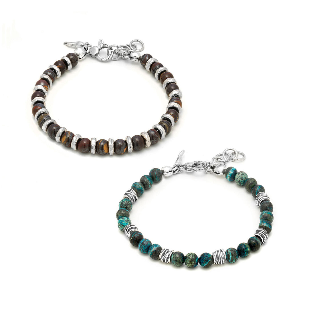 Giovanni Raspini set tango Bracciali in Argento 925, diaspro verde e occhio di toro X01597