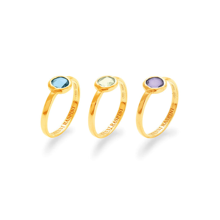 Giovanni Raspini conjunto anillos loop anillos de plata bañados en oro de 18 kt y cristales de colores X01604