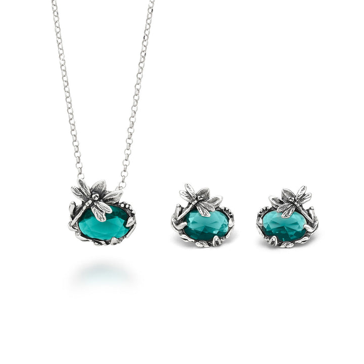 Parure eden libellule Giovanni Raspini Collier et boucles d&