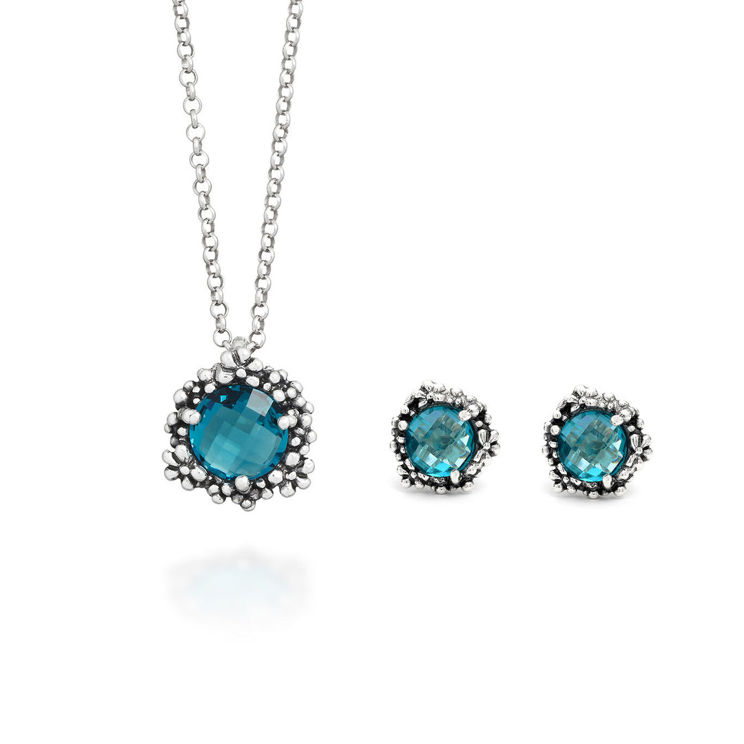 Giovanni Raspini set blue ivy Collana e orecchini in Argento 925 e cristalli colorati X01619