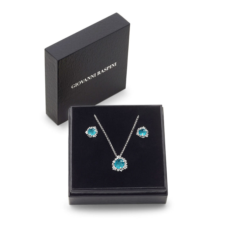 Giovanni Raspini set blue ivy Collana e orecchini in Argento 925 e cristalli colorati X01619