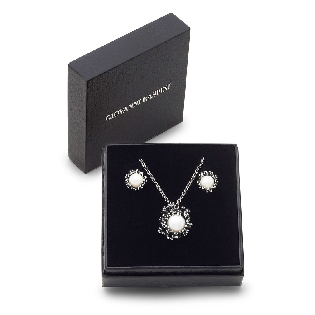 Giovanni Raspini set anemone Collana e orecchini in Argento 925 e perle naturali X01620