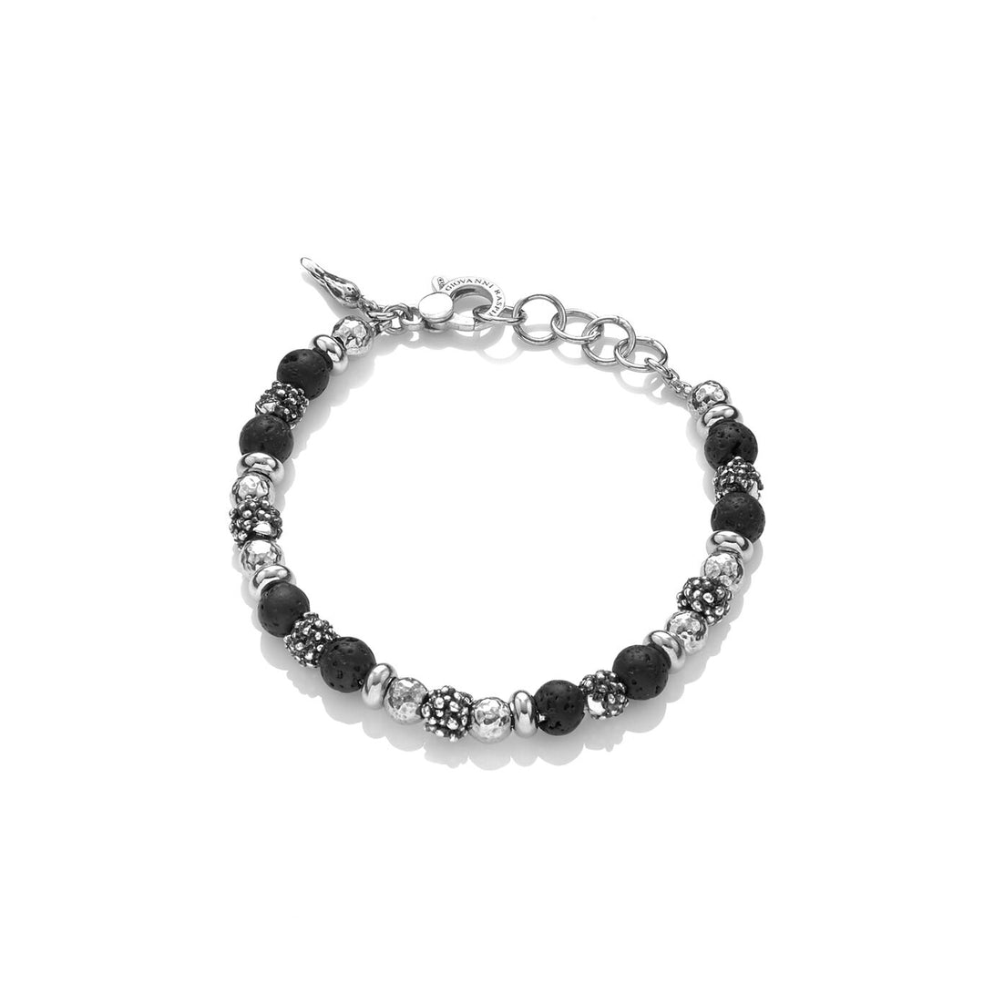 Giovanni Raspini Black Berries Bracelet 925 Lava Stone 10490