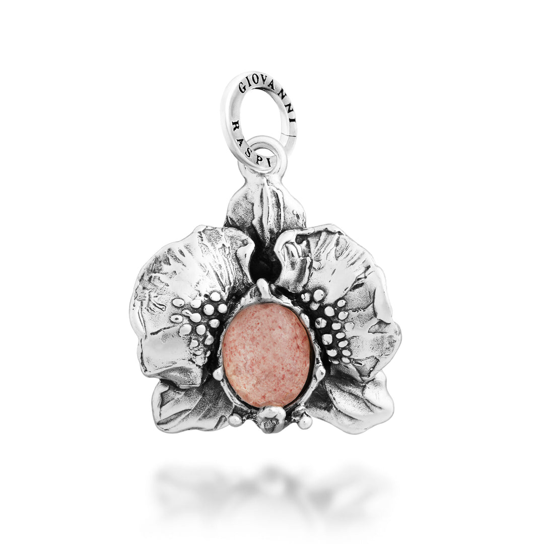 Giovanni Raspini Charm Cabujón Orquídea - Charm de plata, nácar y cuarzo - 12710