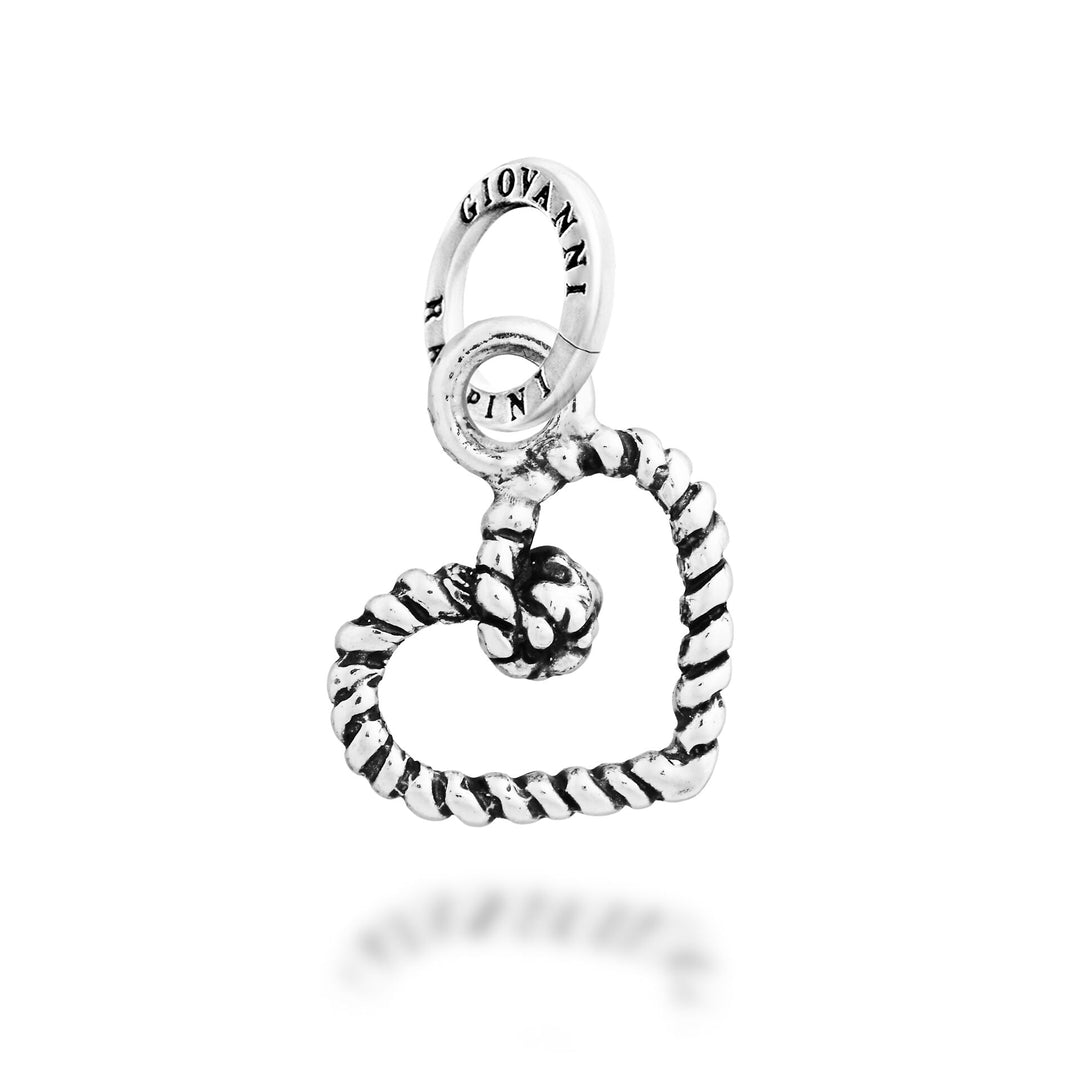 Giovanni Raspini Small Rope Heart Charm - Silver Charm - 12726