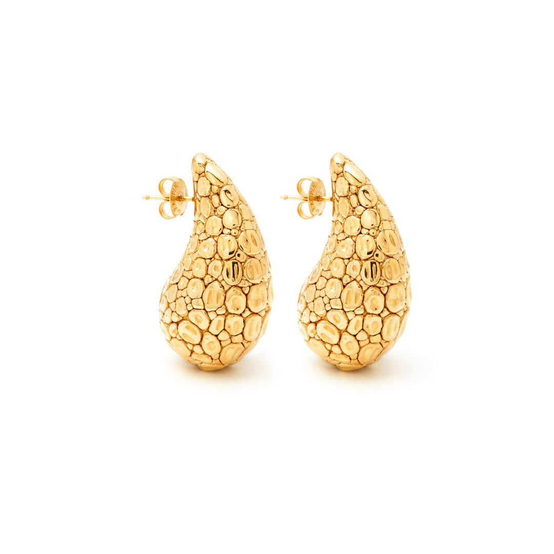 Giovanni Rspini Drop Earrings 925 Silver Crocodrillo PVD Finition Yellow Gold 12035