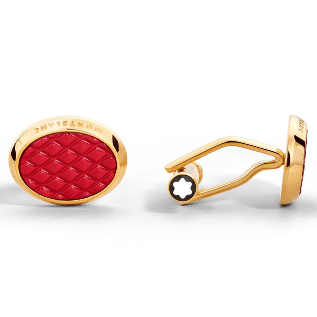Boutons de manchette Montblanc ovales Meisterstück en acier PVD finition or jaune 134469
