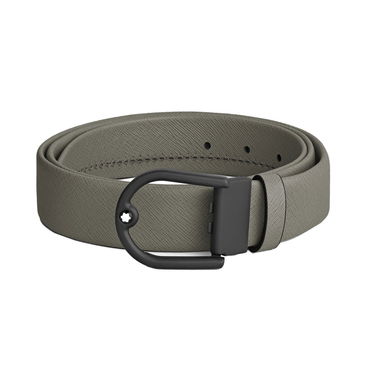 Ceinture en cuir gris moyen Montblanc 35 mm avec boucle en fer à cheval 199633