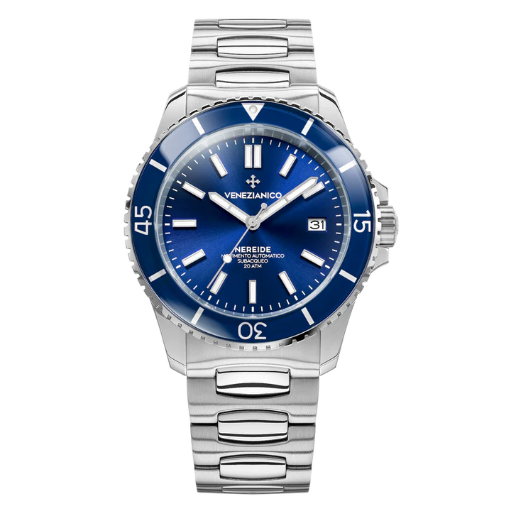 Montre Venezianico Nereide 42 mm en acier automatique bleu 3321502C