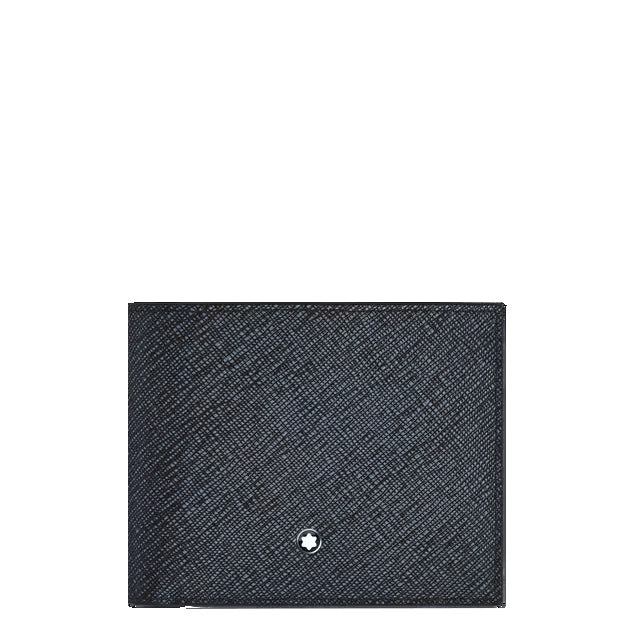 Montblanc portafoglio 6 tasche pelle Sartorial tweed blu 220384