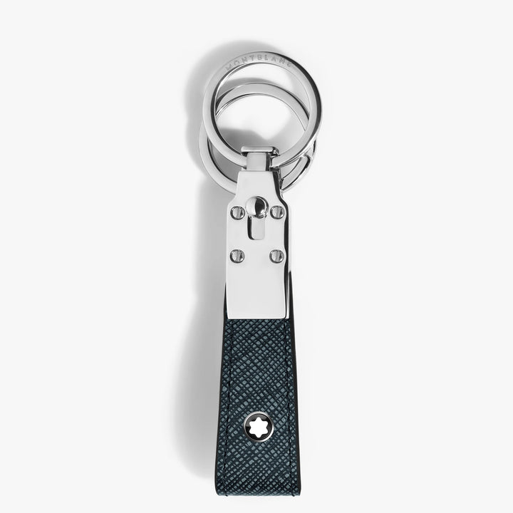 Llavero Montblanc con trabilla sartorial de tweed azul 220397