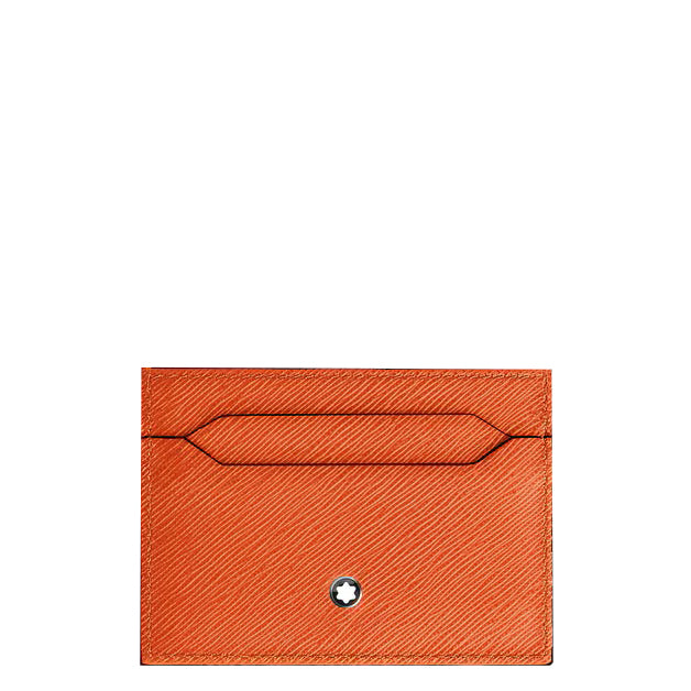 Tarjetero Montblanc de 5 bolsillos en piel Sartorial color mandarina 221352