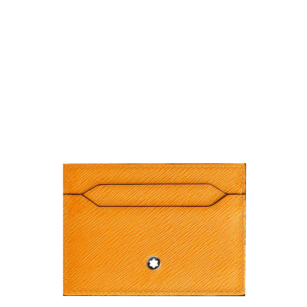 Tarjetero Montblanc de 5 bolsillos en piel Sartorial color azafrán 221464