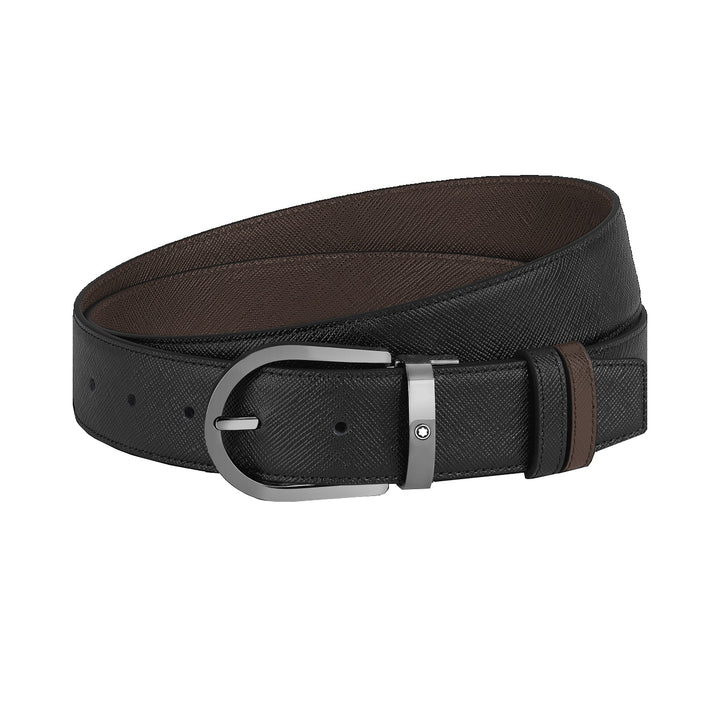 Cinturón reversible Montblanc en piel Sartorial negro/marrón 35 mm 222357