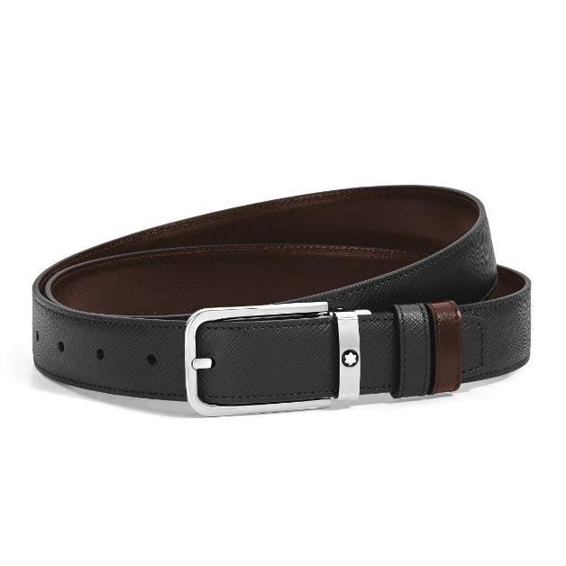 Cinturón reversible Montblanc 30 mm negro/ébano Hebilla rectangular de cuero Sartorial 223413