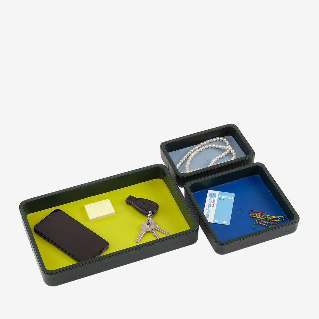 DUDU Set Svuotatasche in Pelle da 3pz, Vassoio Portaoggetti da Tavolo Casa Scrivania Ufficio, Porta Chiavi, Monete, Telefono