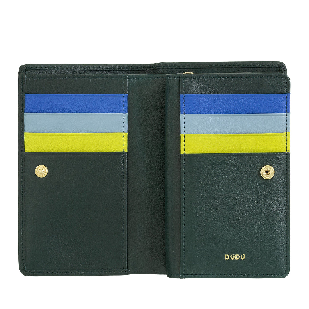 Cartera de Mujer DUDU Colorful RFID en Piel Multicolor con Monedero con Cremallera, Tarjeteros y Tarjeteros