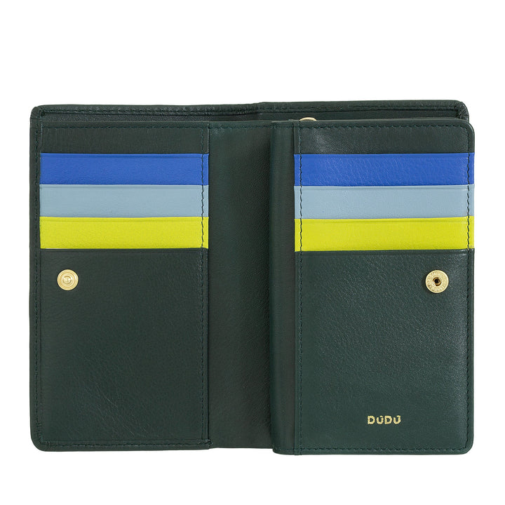 Cartera de Mujer DUDU Colorful RFID en Piel Multicolor con Monedero con Cremallera, Tarjeteros y Tarjeteros